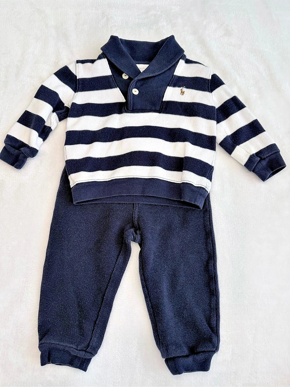 Ralph Lauren Infant Striped Polo Set Blue & White (size 18M)